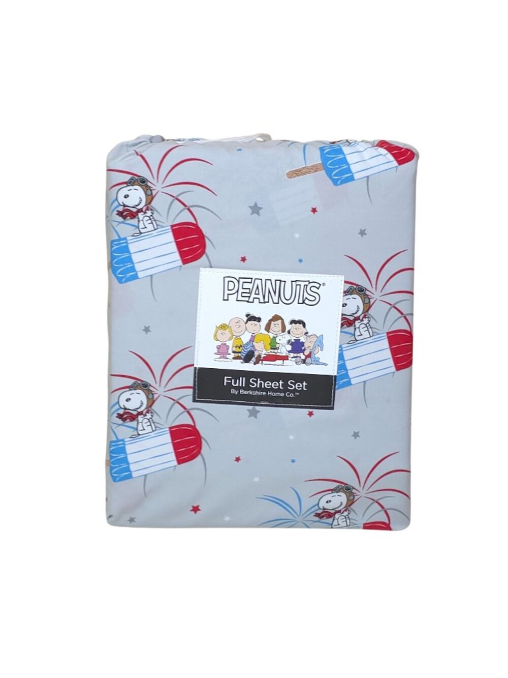 Peanuts Snoopy Full Double Sheet Set By Berkshire Fireworks Popsicles Summer USA